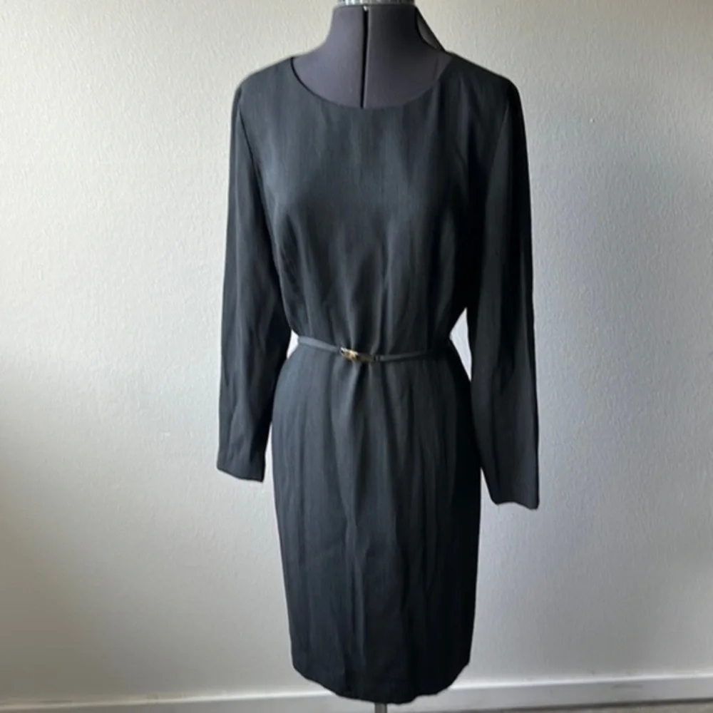 Linda Allard Ellen Tracy dress size 6 gray career rayon fitted